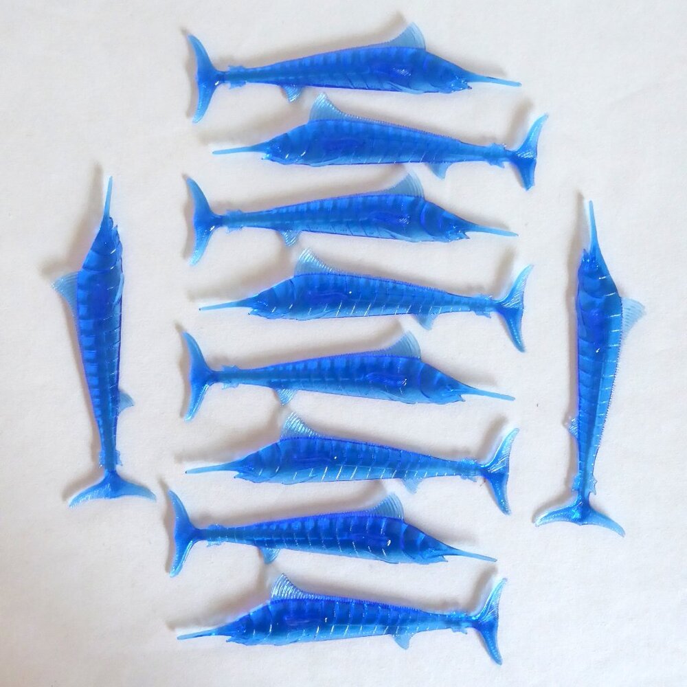 SWORDFISH COCKTAIL DRINK PLASTIC PICK STIRRER SET OF 10 (NEW)